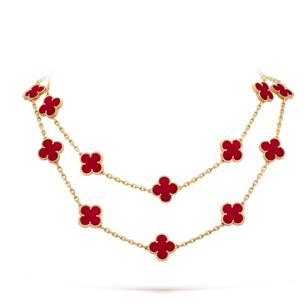 Bloom Long Necklace - Golden & Red